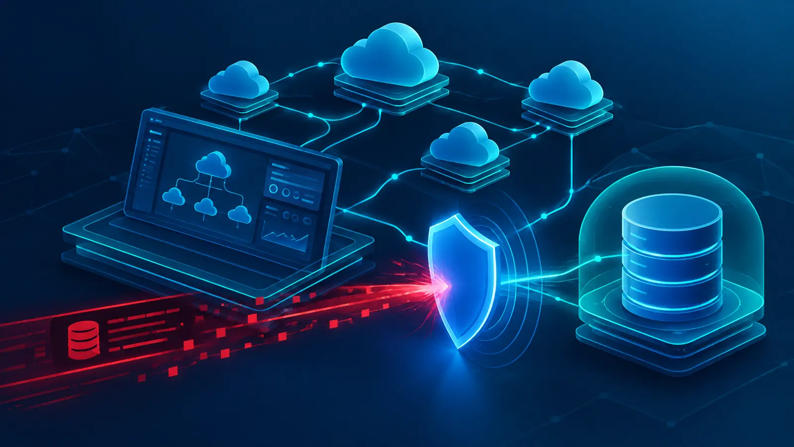 Cloud network orchestration protected by database and access-control shields