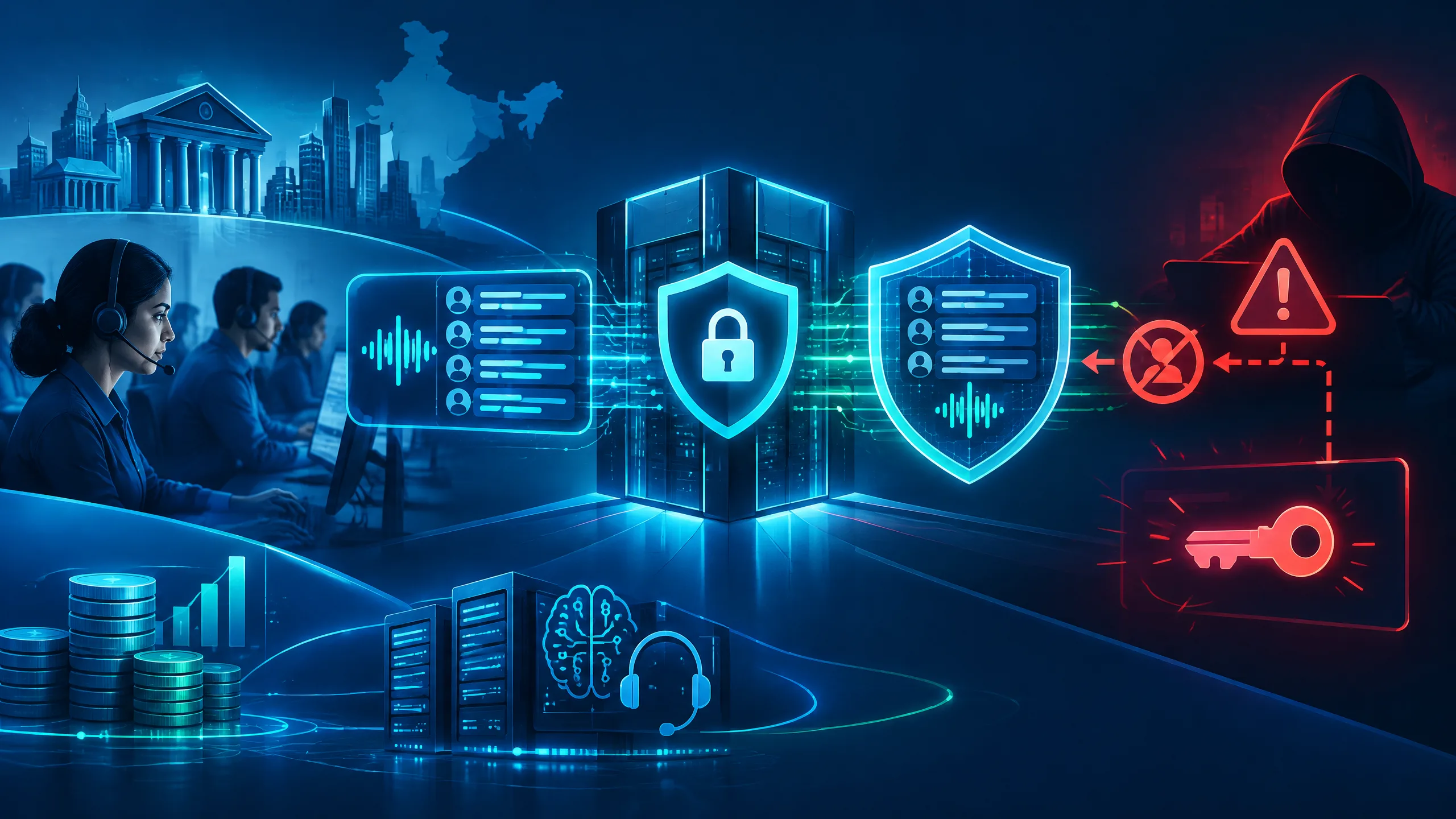 Defensive illustration of an API gateway protecting financial call data
