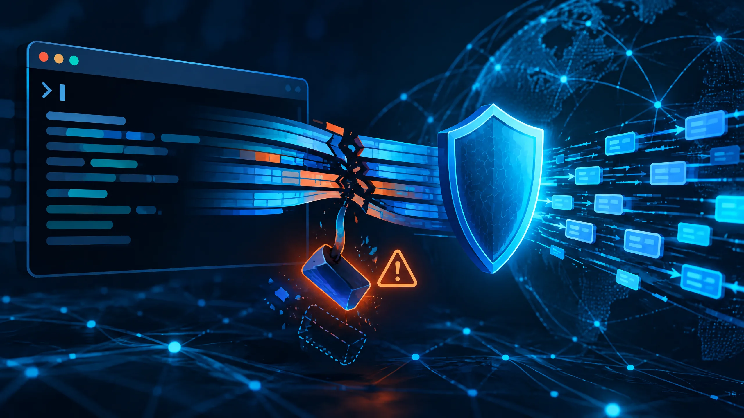 Defensive illustration of an HTTP data stream protected by a shield