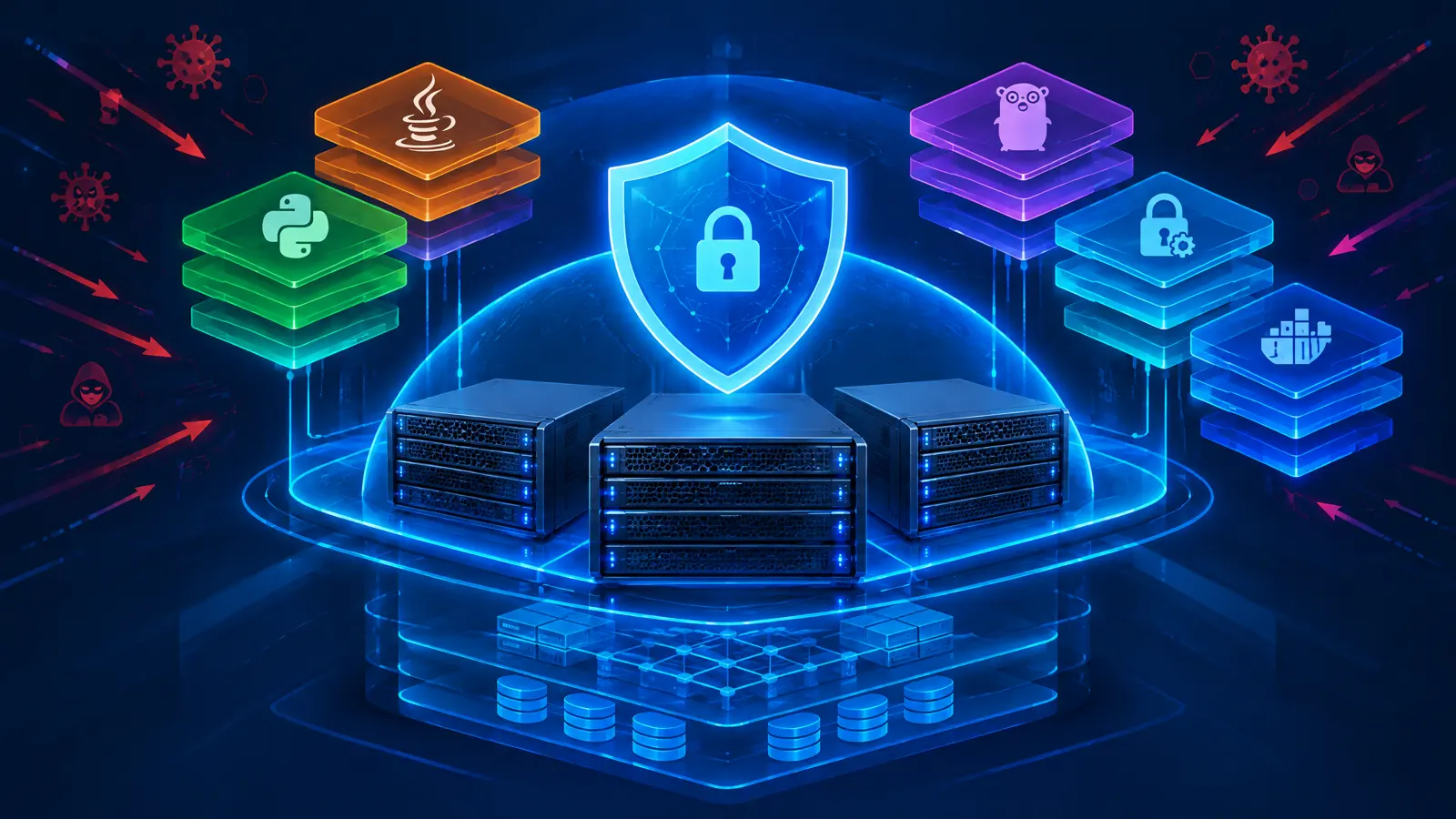 Layered enterprise infrastructure protected across Java, Python, Go and OpenSSL components