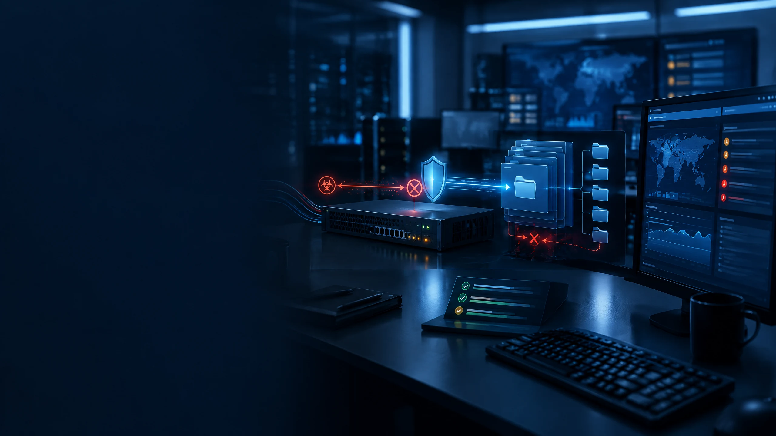 Enterprise network security appliance under investigation during a vulnerability patch review