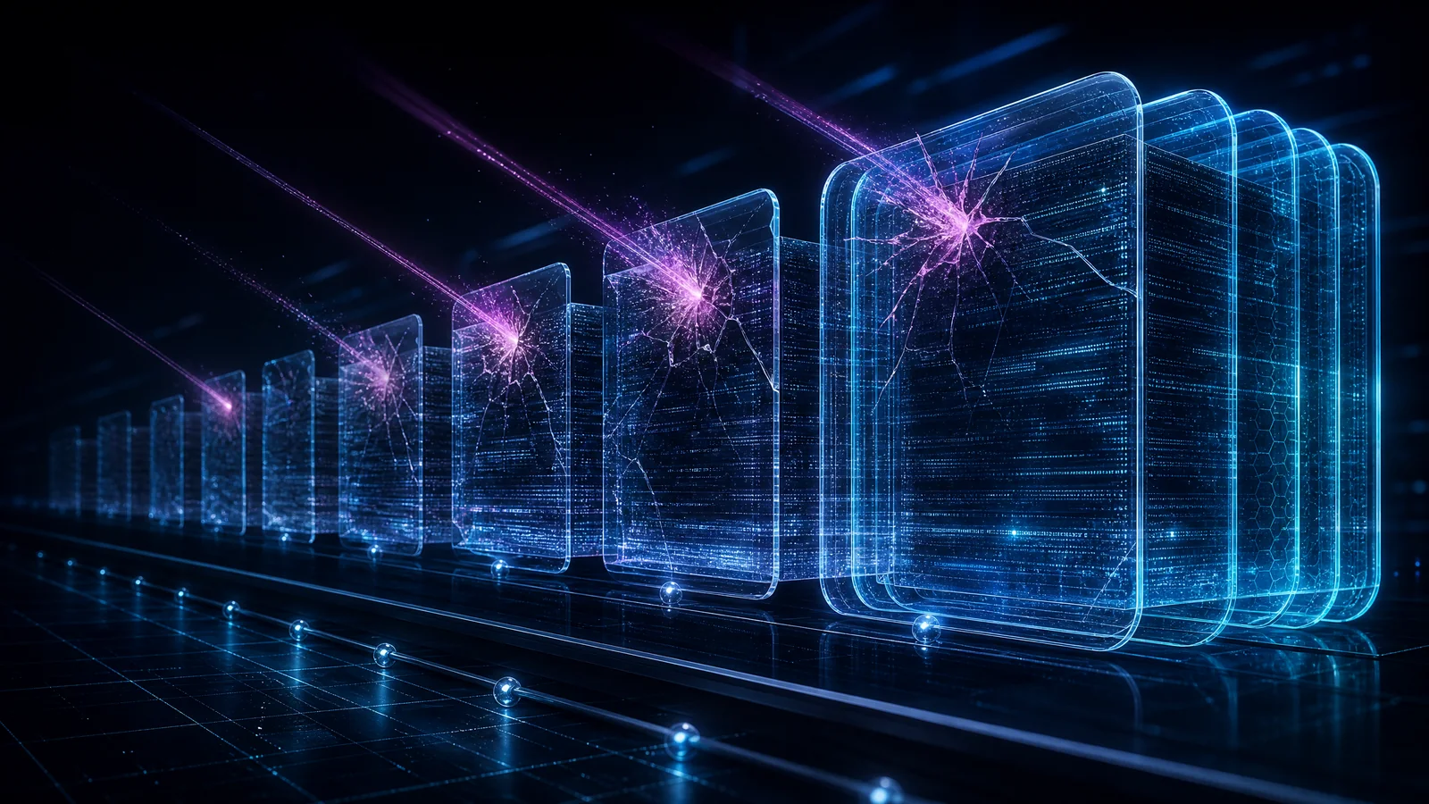 Layered data-breach archive showing exposed records and later containment