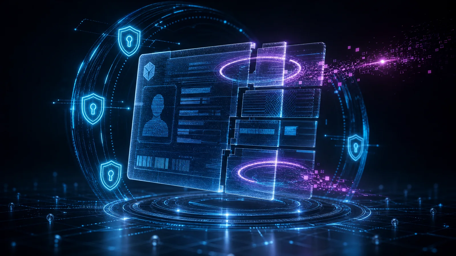 Fragmented identity document protected by layered privacy shields